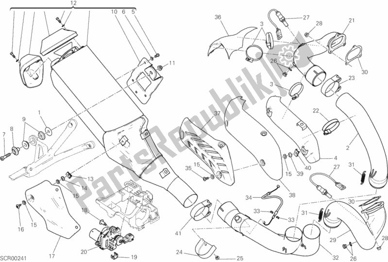Todas as partes de Sistema De Exaustão do Ducati Monster 1200 R 2017